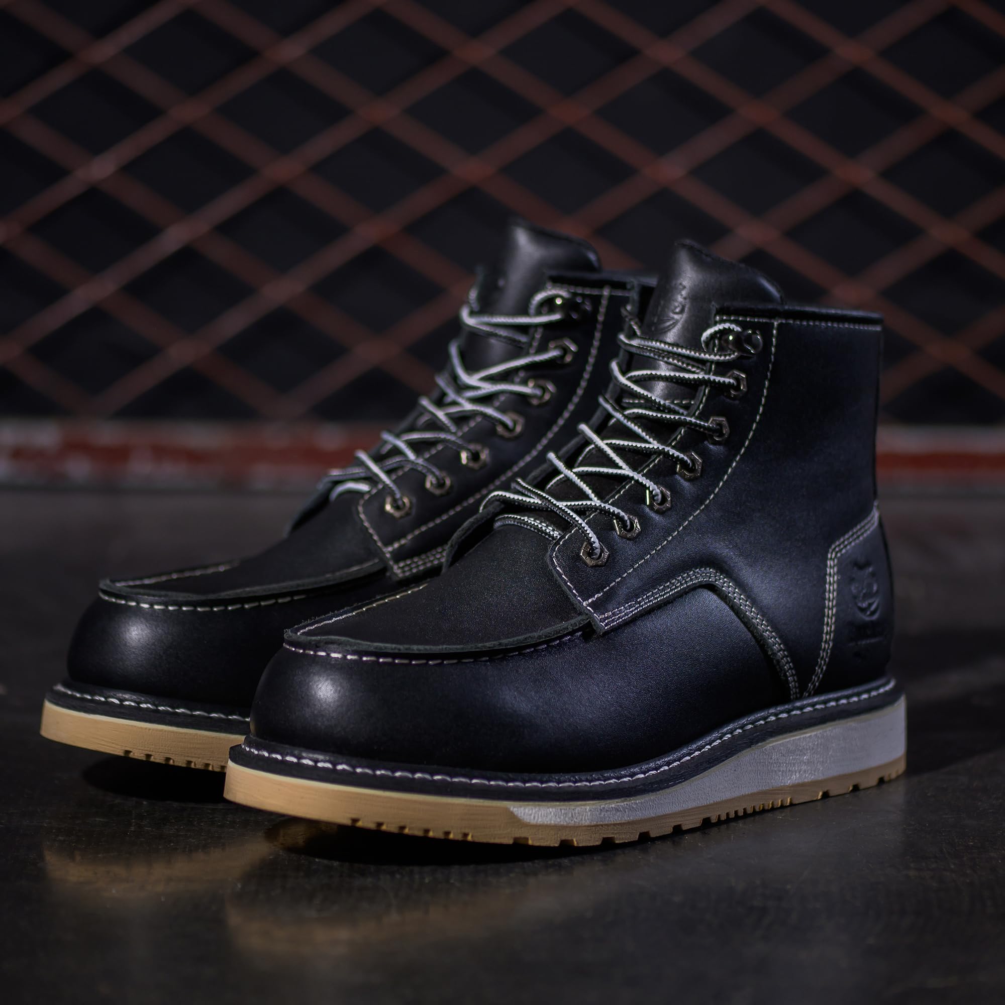 Miękkie wodoodporne modne buty robocze Goodyear-Welted Industiral & Construction 15 cm brązowe/czarne