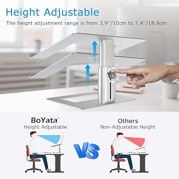 BoYata Laptop Stand, Height Adjustable Laptop Riser for 11-17