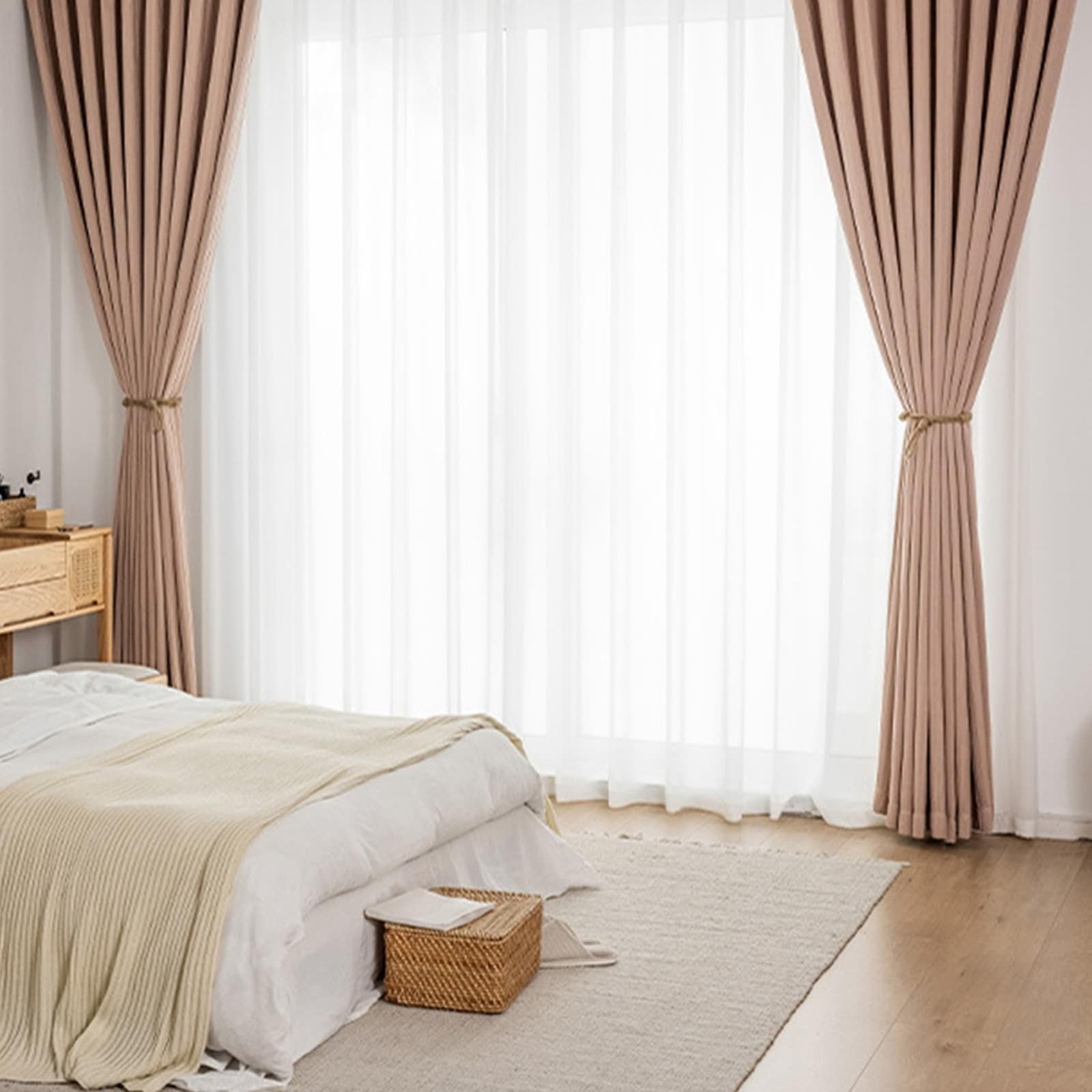 Beydodo Rideau de Fenetre Occultant, Rideaux en Polyester Texturé Uni Couleur avec Texture Froissée, Rideaux a Oeillet Lot de 2 137x229cm