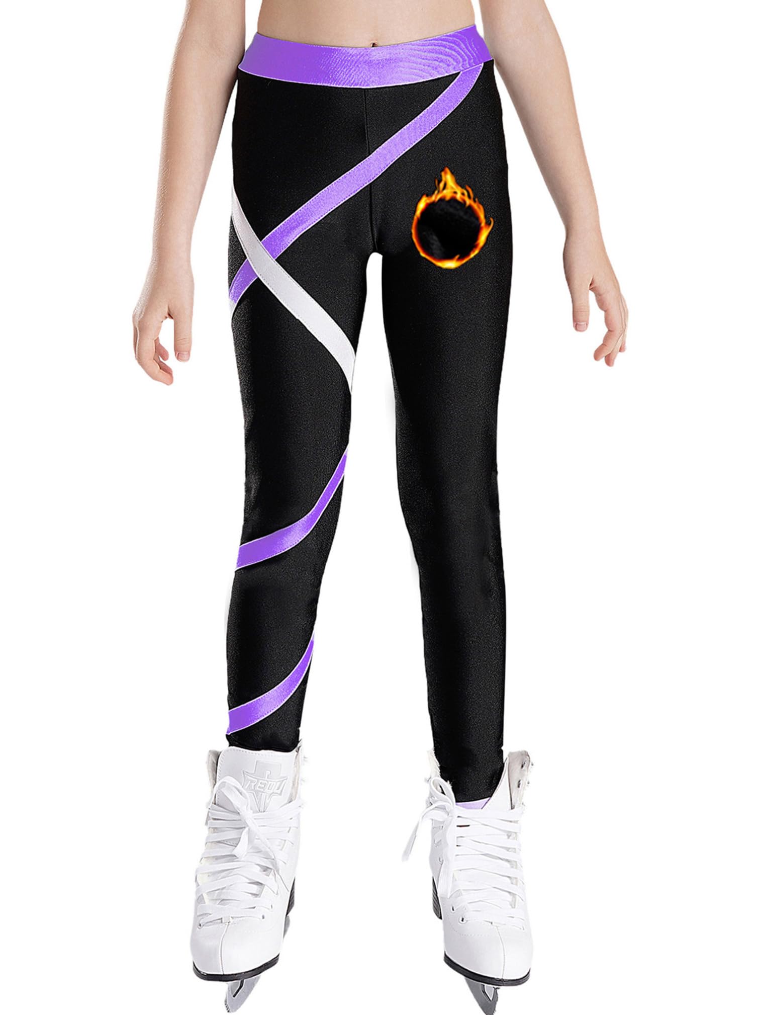 ranrann Ensemble Patinage Artistique Fille Veste Chaud Polaire avec Pantalon Collant Legging Tenue Patinage sur Glace Sport C Violet 9-10 ans