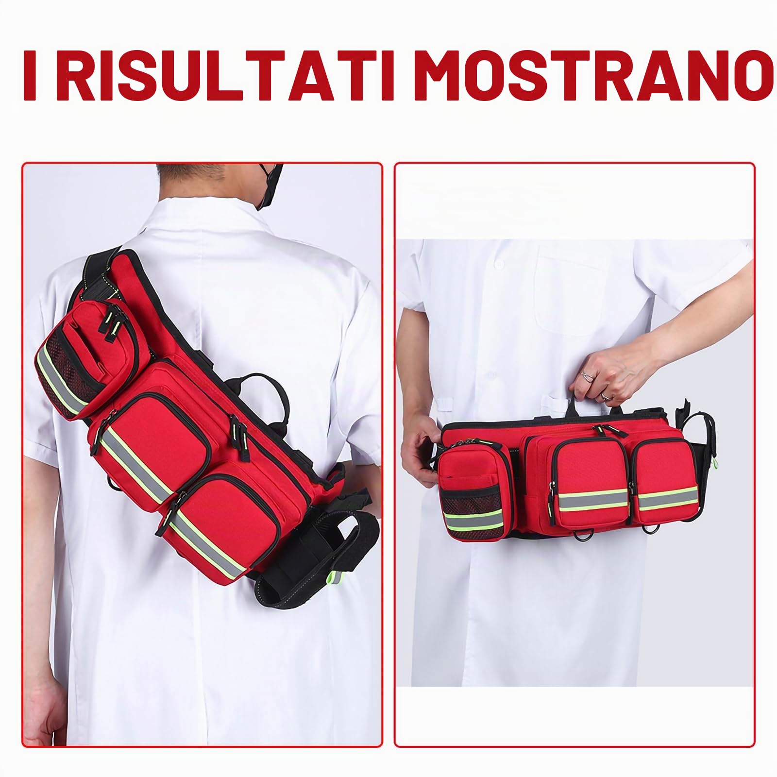 Marsupio di pronto soccorso, grande, borsa medica di emergenza, con tasche multiple e cinghia regolabile per bagnino, primo soccorritore, escursionismo, viaggi