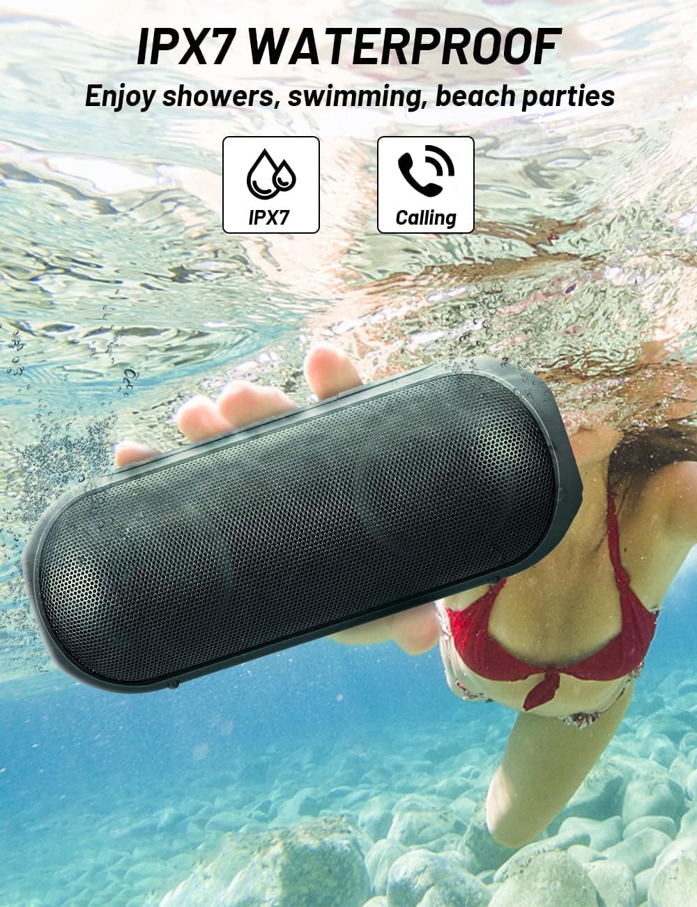 Bluetooth Speakers, Portable Speakers Bluetooth Wireless(100FT Range) with 30W Loud Stereo Sound, IPX7 Waterproof Shower Speakers, RGB Multi-Colors Rhythm Lights, 1000mins Playtime for Indoor&Outdoor