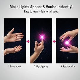D\'lite Magic Thumb Lightup Trick Set / 2 Original Amazing Ultra Bright Light Magic Fingers - Closeup & Stage Magic Tricks - Easy Illusion Anyone Can Do It - Magic Trick for Adults (Regular Pink)
