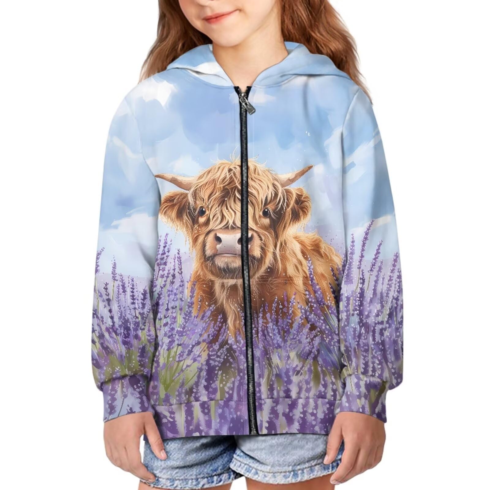 Unisex Zipper Sweatshirt Boys Girls Hooded with 2 Pocket Pullover Hoodies for 6-16Y Kids