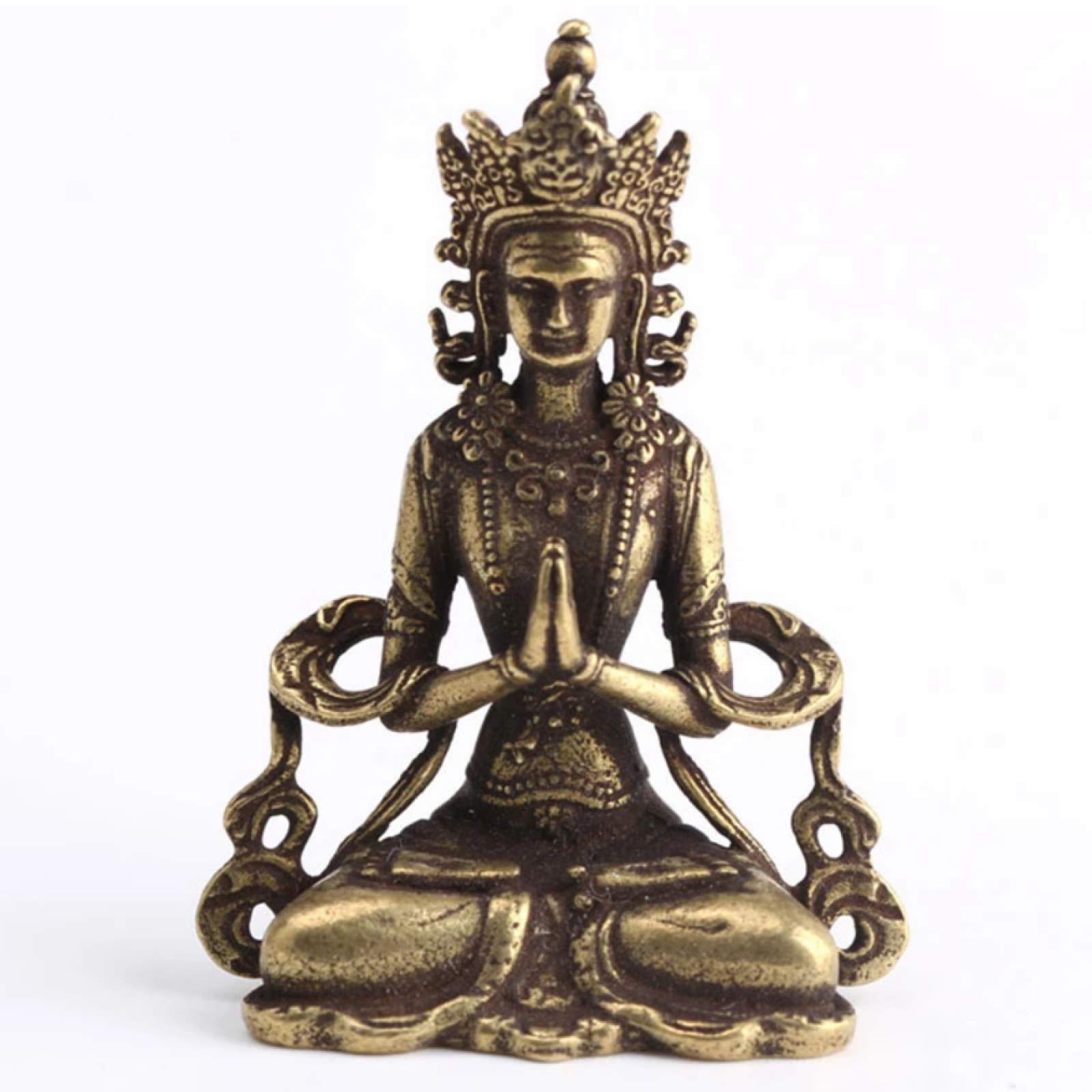 Mini Estátua De Buda De Cobre Sólido 28X13X40Mm Ornamento De Mesa Em Miniatura Estatuetas Decoração Antigo Jogador Casa Dec