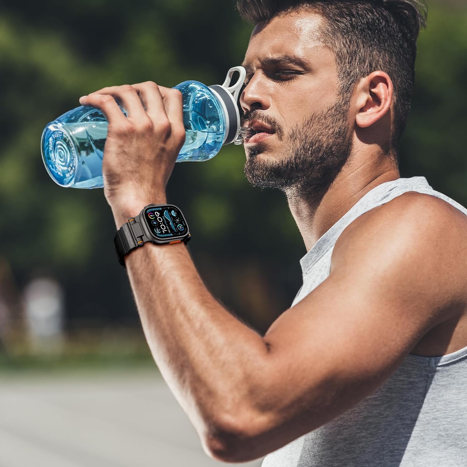 Rugged Band Compatible with Apple Watch Ultra 3/2/1 Band 49mm/46mm/45mm/44mm/42mm, Metal Connector with Silicone Strap for iWatch Ultra Series 11/10/9/8/7/6/SE3/SE2/SE/5/4/3/2/1, Black/Black - Image 6