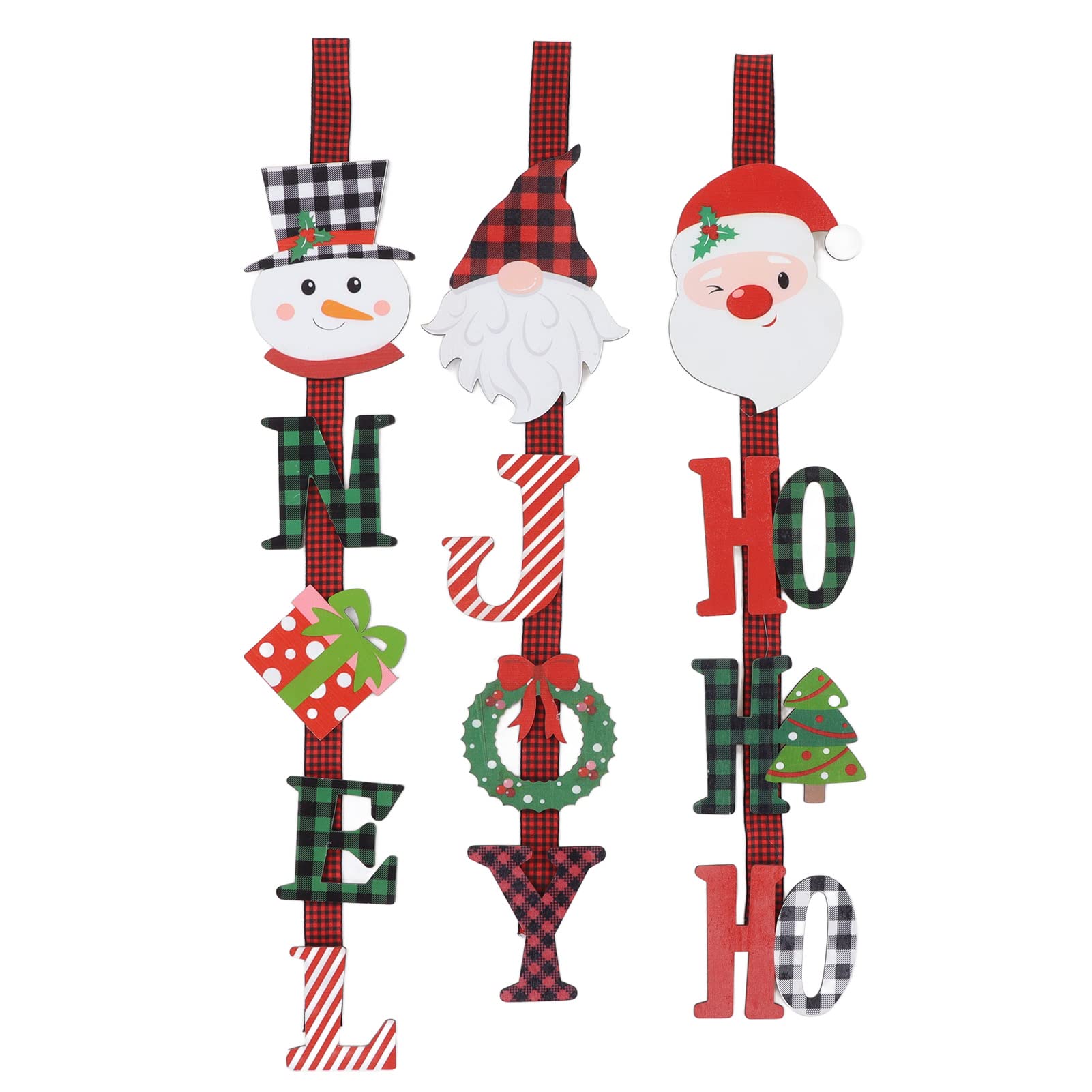 MINGZHE 3Pcs Christmas Decorations, Hanging Sign Christmas Ornament Front Door Wall Decor for Home Door Hanger Holiday Party Decoration
