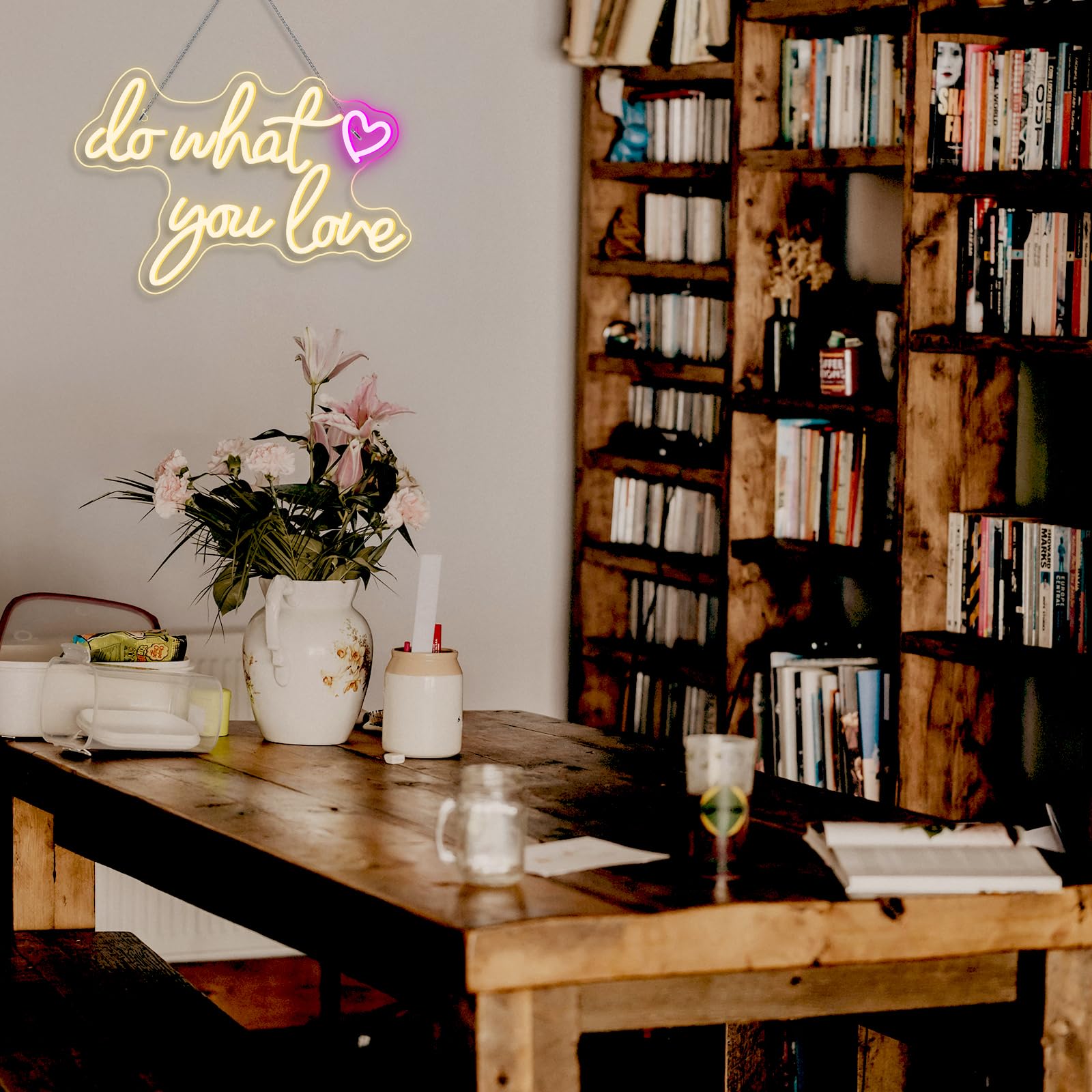 Do What You Love Neonlicht Schriftzug, Warmweiß Neon Schild für Wand Dekor, USB betrieben Neon Led Schild Leuchtreklame für Schlafzimmer, Wohnkultur, Büro