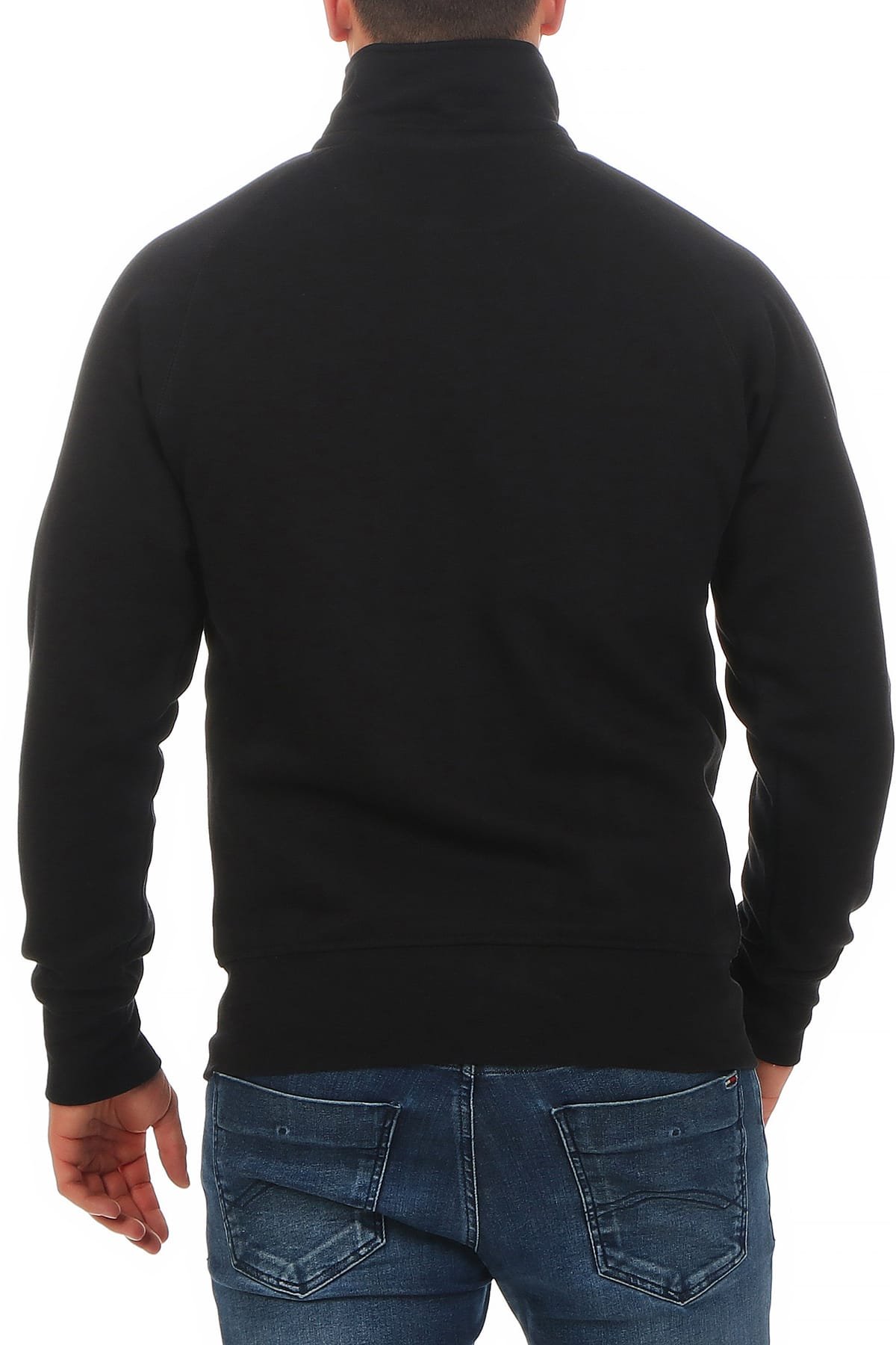 Herren Sweatjacke ohne Kapuze - Zip Hoodie Jacke mit Stehkragen aus Baumwollmischung - Regular Fit - innen weich gefüttert - Sweatjacke mit Zwei-Wege Reißverschluss - Übergröße bis Größe 5XL