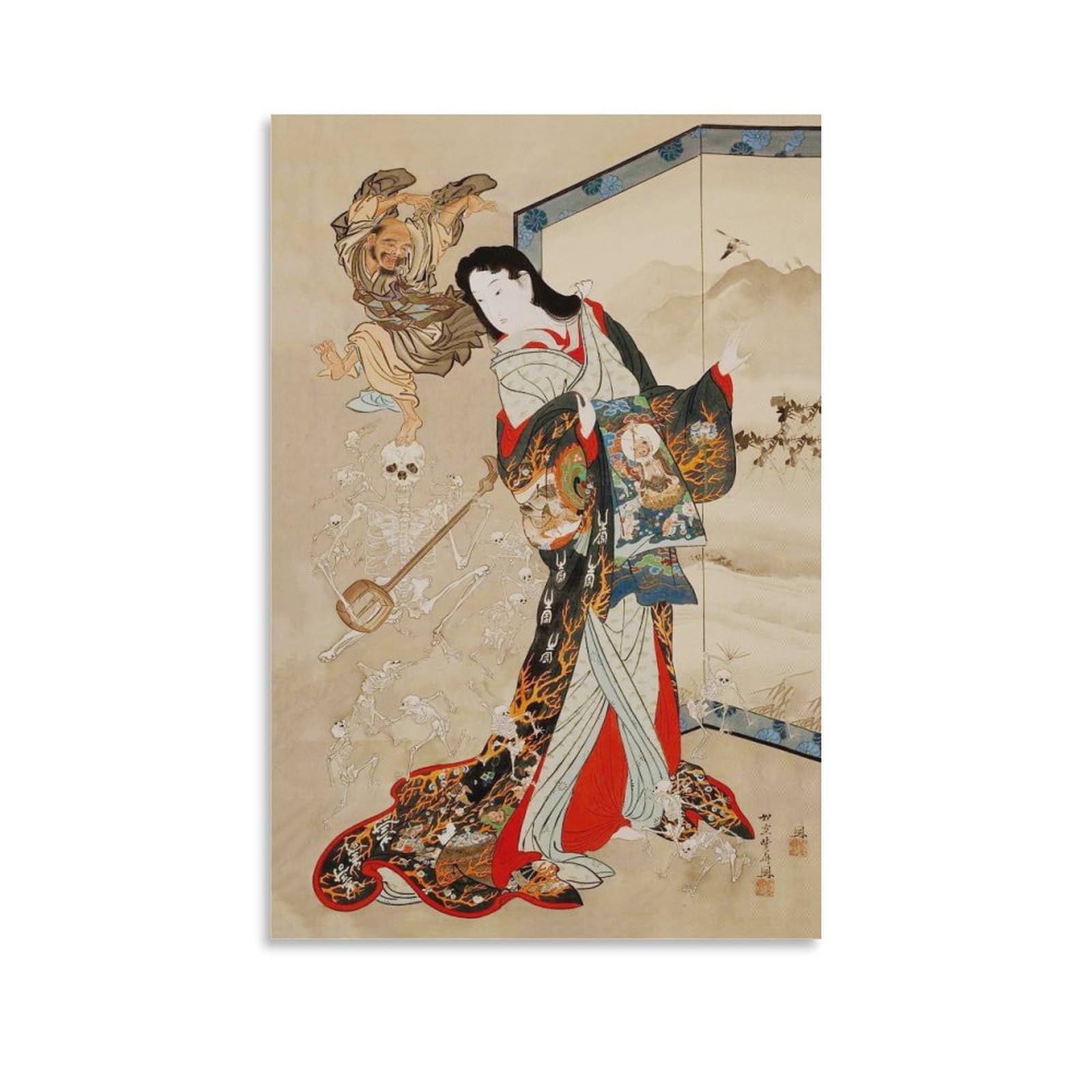 Amazon.co.jp: 葛飾応一 浮世絵ポスター 美人画 「田舎に帰る」アート