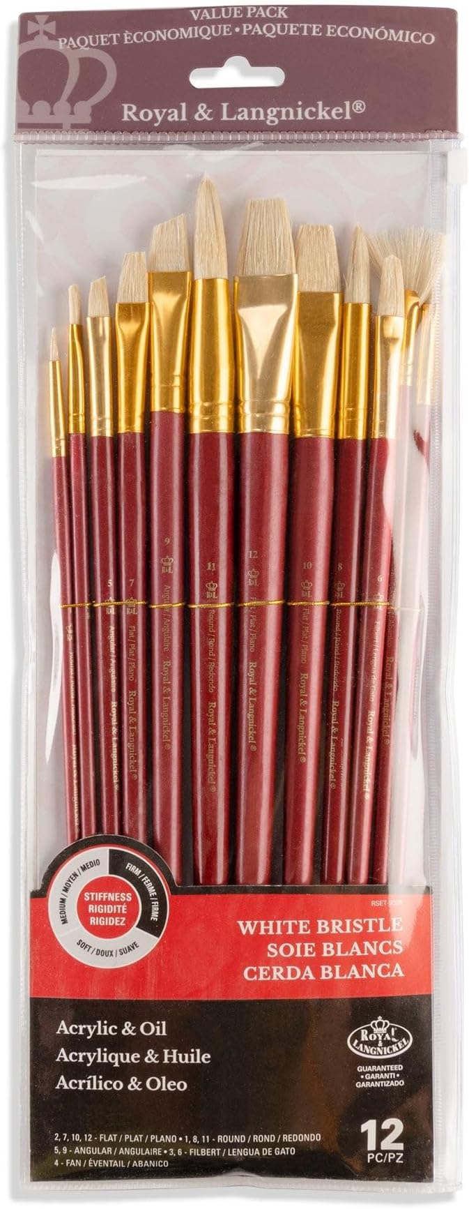 Royal Brush Manufacturing Royal and Langnickel Zip N' Close 12-Piece Brush Set, Firm White Bristle