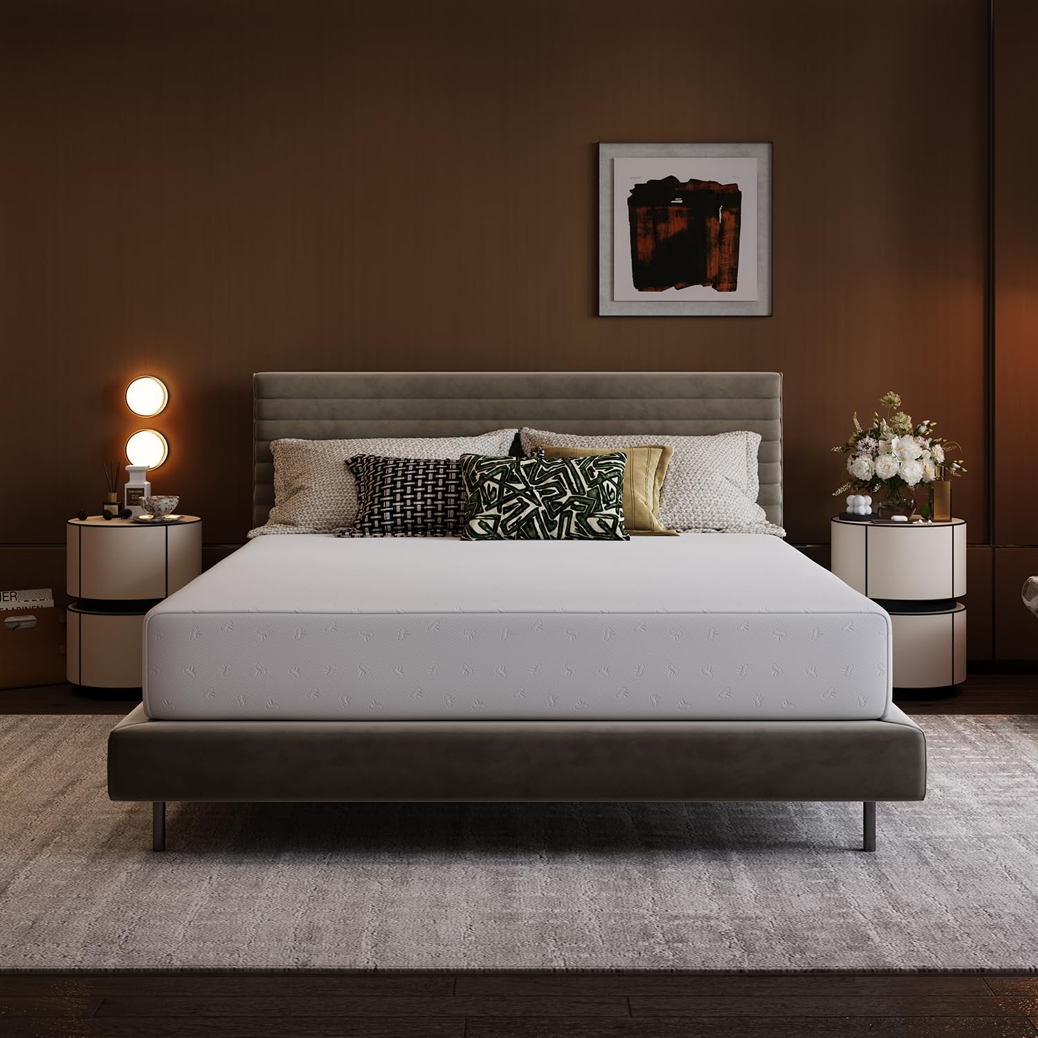 Avenco Materasso Matrimoniale 160x200, Alto 20 cm in Memory Foam e Schiuma a Onde in Fibra di Bambù, Ortopedico e Ergonomico, Rimovibile e Lavabile