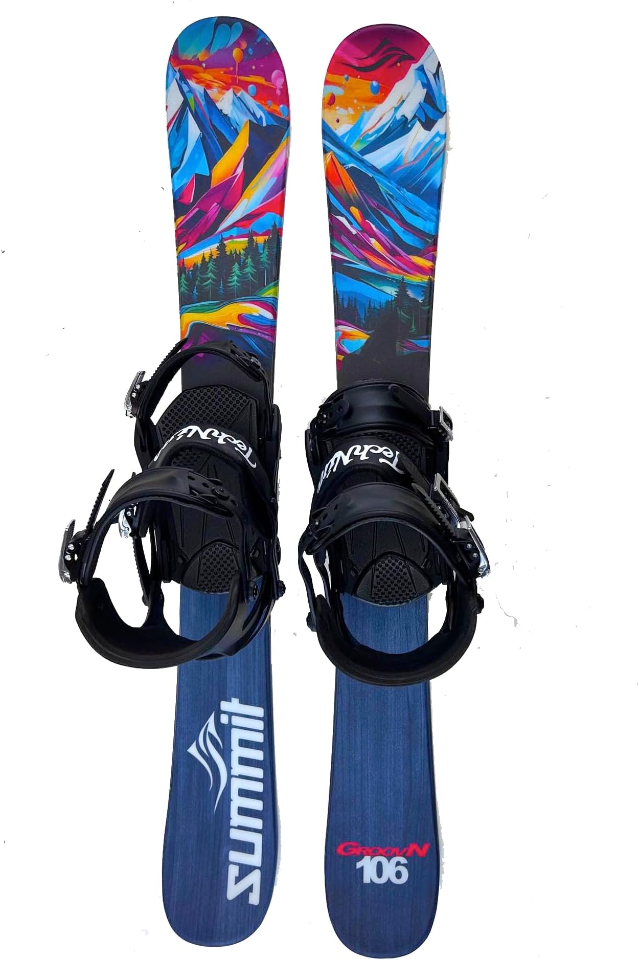 GroovN 106cm Rocker/Camber Skiboards w. Technine Custom Snowboard Bindings