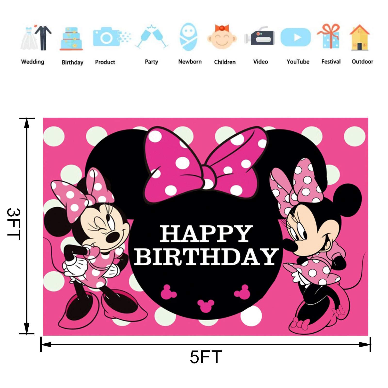 Buy Minnie Mouse Birthday Party Supplies Minnie Mouse Backdrop for
