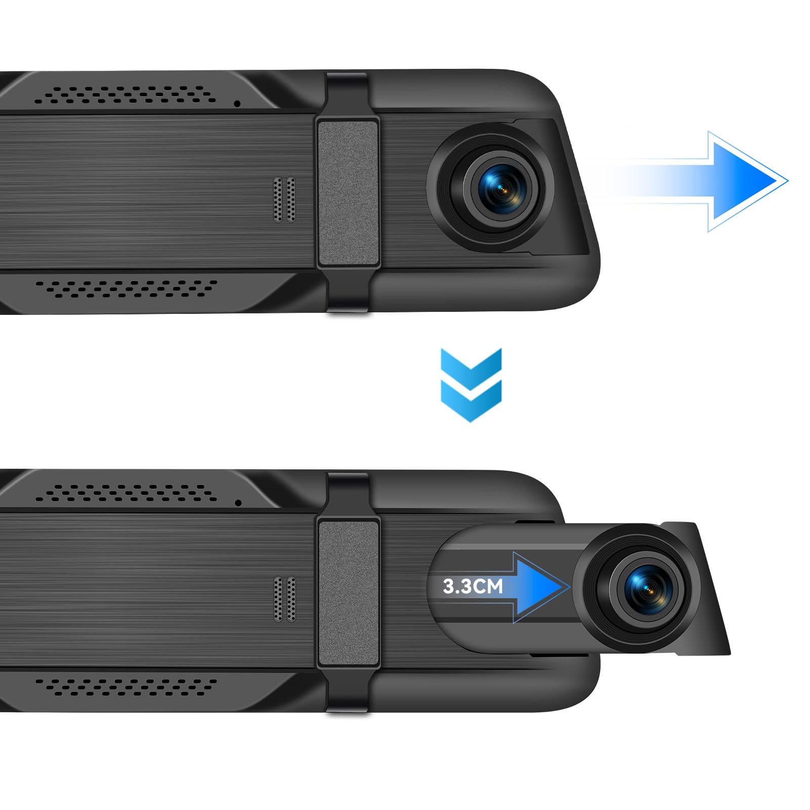 Inefala 4K WiFi Dashcam Espejo Retrovisor con GPS App, 9.66'' Espejo Retrovisor con Camara Frontal y Trasero, Cámara Retrovisor para Coche con Sensor G, Tarjeta SD de 64 GB, ADAS, Grabación en Bucle
