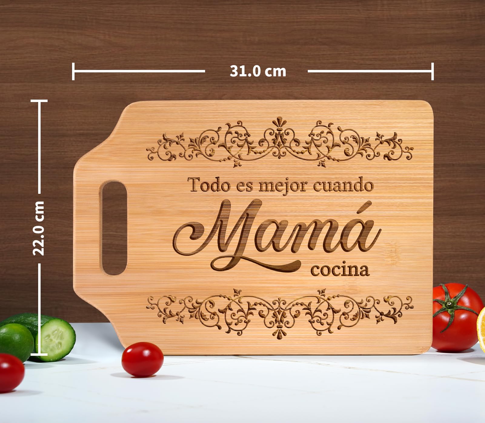Regalos Para Mamá, regalos para mama dia de las madres – Tabla De Cortar de Bambú Grabada 12.3"L x 8.7"W x 0.4"Th