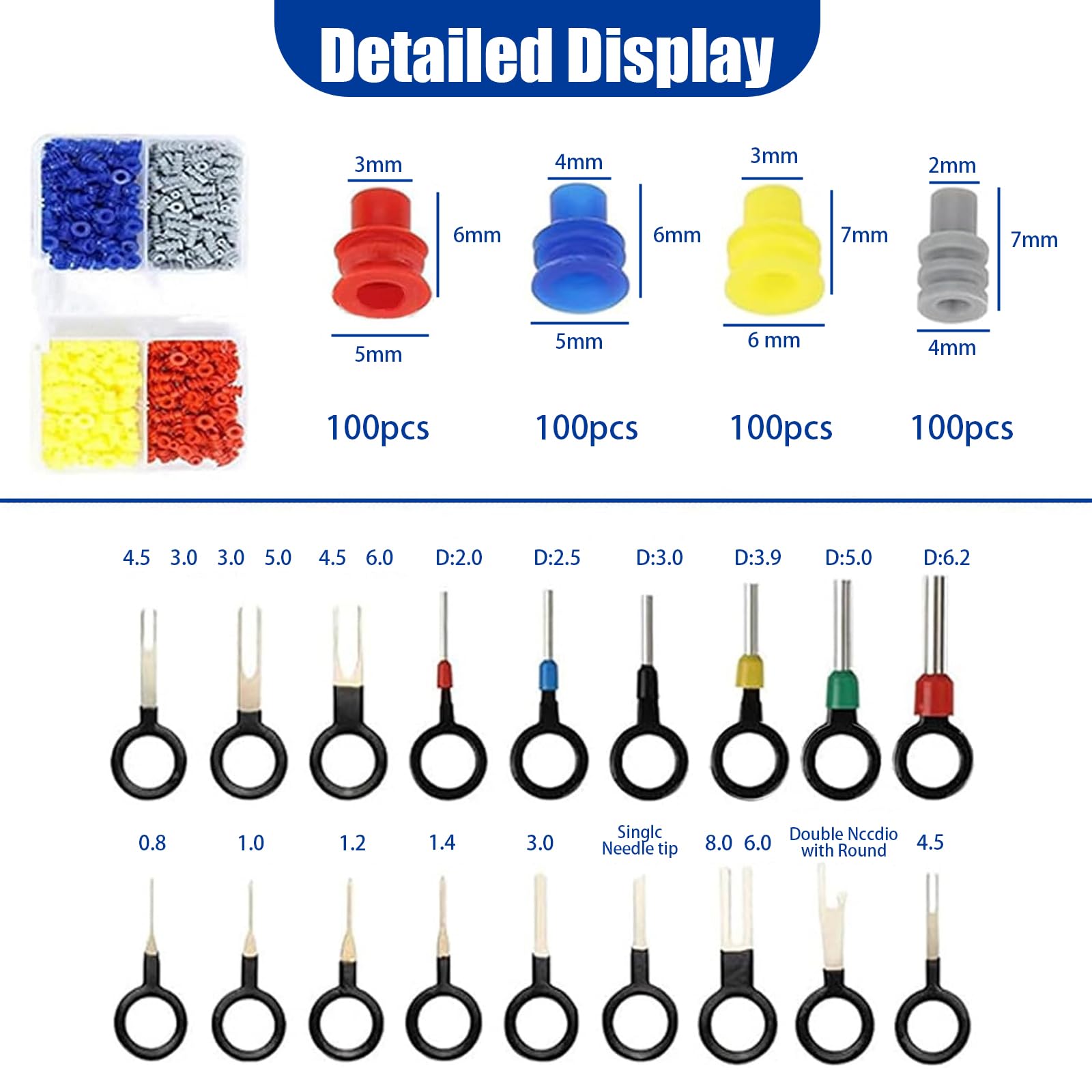 799 piezas de conectores de coche 21 tipos 1/1,5/1,8/2,2/2,8/3,5 mm conectores macho y hembra con herramientas de extracción para cableado eléctrico y reparación de vehículos