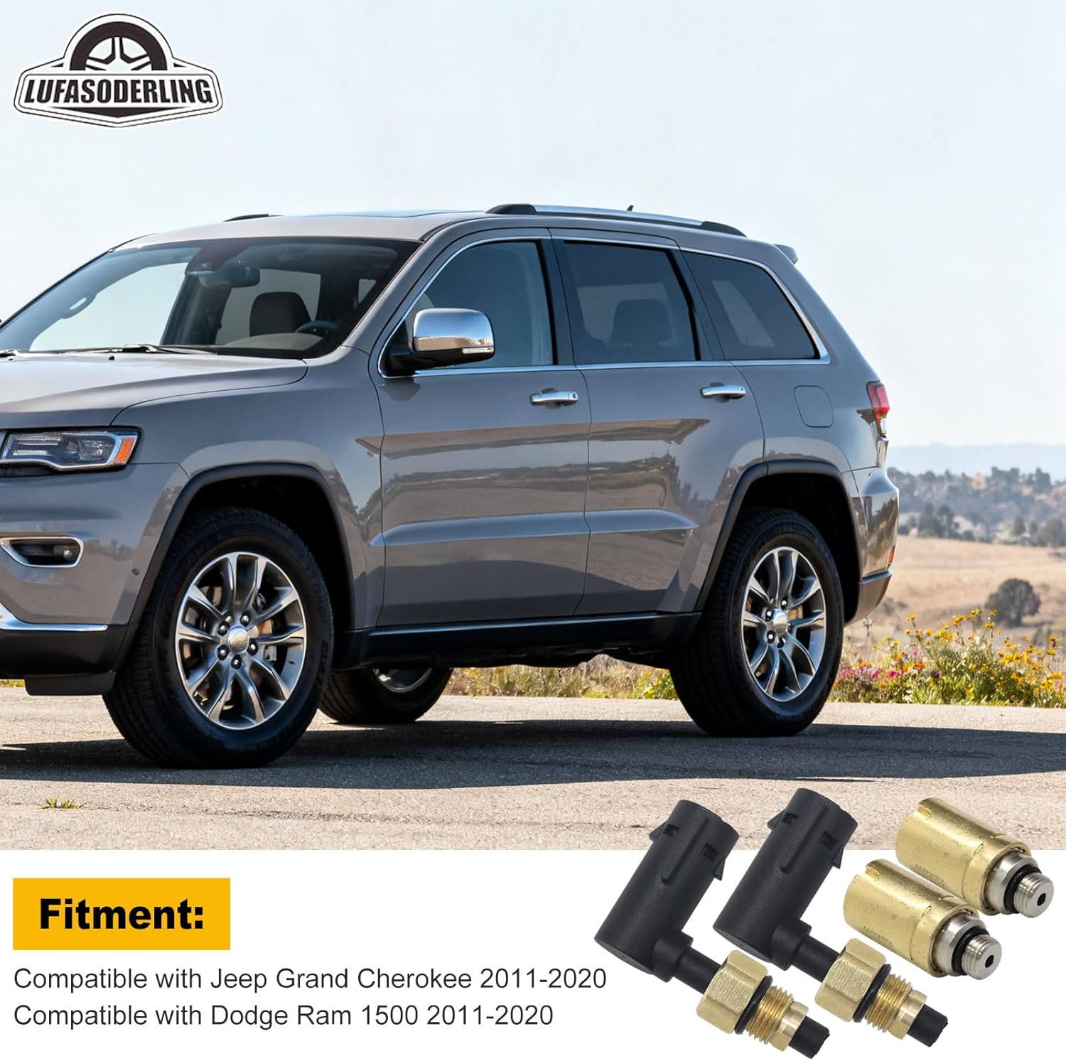 4Pcs Front Air Holding Valve with Air Suspension Strut Elbows Compatible with Jeep Grand Cherokee 68029903AE 68059905AD 68084809AA 7L8616040D