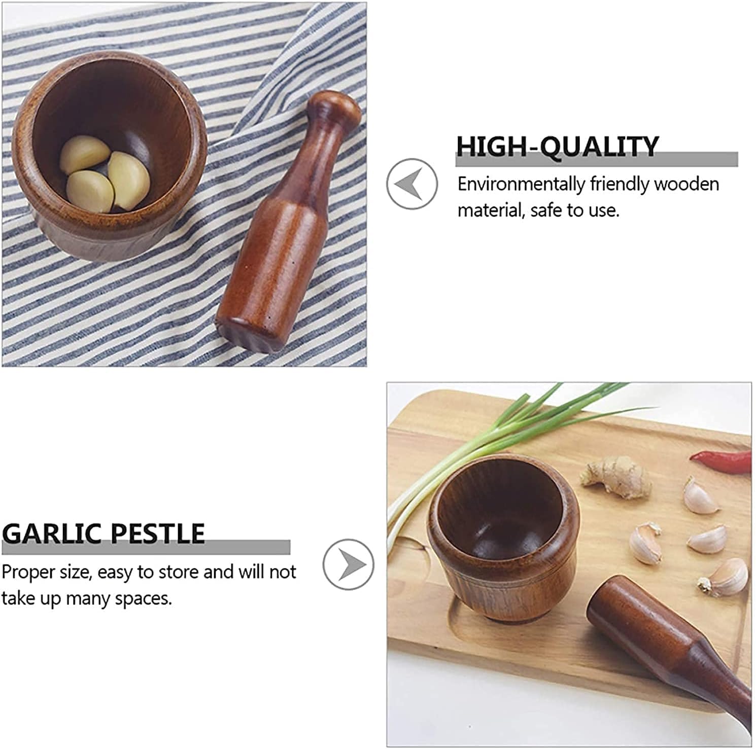 Mortar and Pestle Set Wooden Mortar and Pestle Crush Press Mash Spices