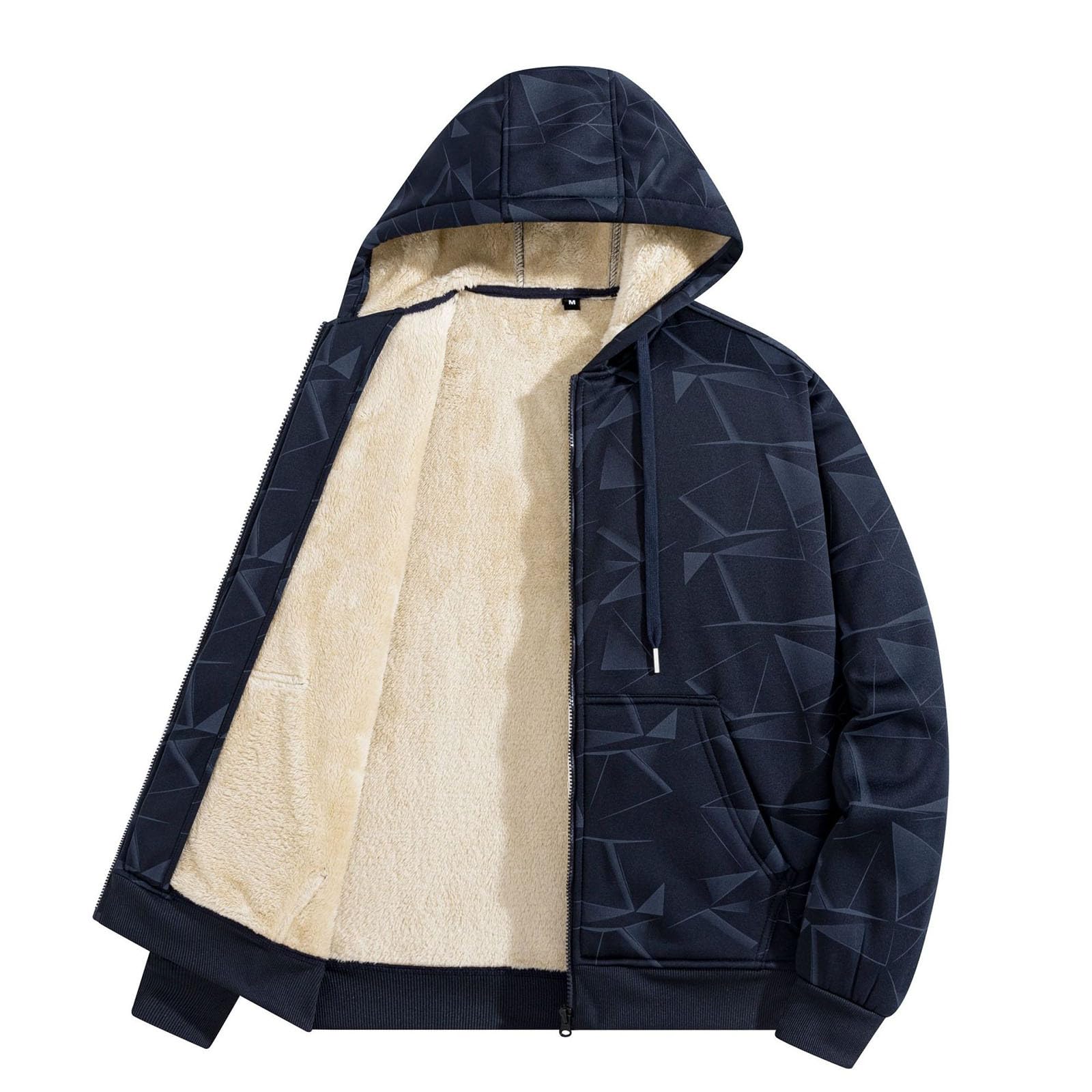 Giacca invernale da uomo in pile Teddy, con cappuccio, per autunno e inverno, con cappuccio, per uomo, per attività all'aria aperta, con cerniera, in peluche