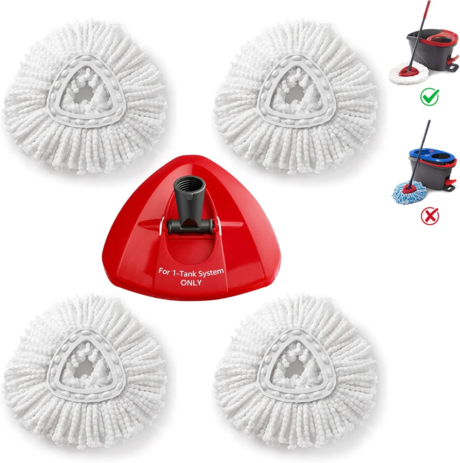 BonusLife 4Pack Mop Refills and 1 Mop Head Base Part for 1