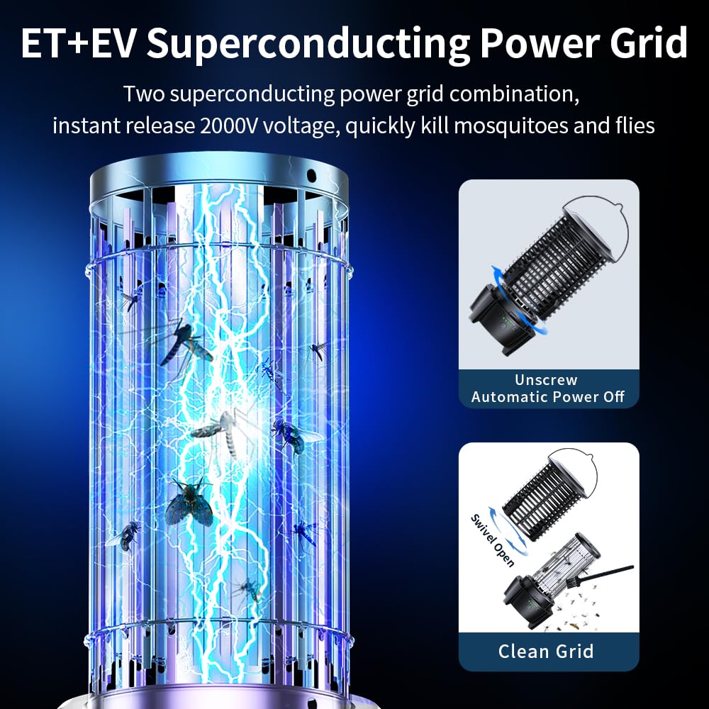 Anti Mouche Interieur Lampe Anti Moustique UV 2000V Rechargeable - Tueur Insectes Intérieur/Extérieur Avec LED Lampe étanche Insectes Anti Mouche Interieur Lampe Anti Moustique UV 2000V Rechargeable - Tueur Insectes Intérieur/Extérieur Avec LED Lampe étanche Insectes