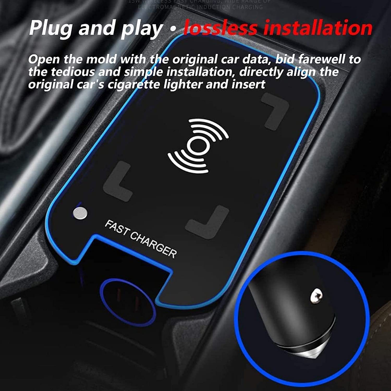 Cargador InaláMbrico Coche Cargador para Volvo XC90 XC60 V90 V60 S90 S60 2016-2021, Consola Central USB TeléFono Carga RáPida Sensor RáPida Smart Carga InduccióN Almohadilla Panel Accesorios