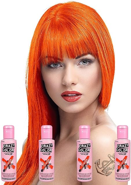 Renbow Crazy Colour 4 x Semi-Permanent Hair Colour Creams, 100ml