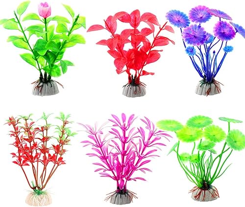 Miniatura 6 de CousDUoBe - Plantas acuáticas artificiales pequeñas para decoración de acuario plantas hidropónicas de plástico se utilizan para el hogar y la