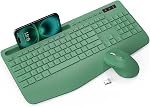 Clavier et souris sans fil Combo - Clavier ergonomique complet avec repose-bracelet, porte-téléphone, souris sans fil sans fil de 2,4 GHz pour ordinateur, ordinateur portable, PC, Mac, Windows (Purple, 1 Boîte)