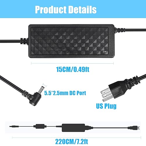 Miniatura 5 de Adaptador de fuente de alimentación de 24 V 6 A, adaptador de alimentación de 100-240 V CA a CC 24 V 6 A con conector de salida de 0.217 in x 0.098