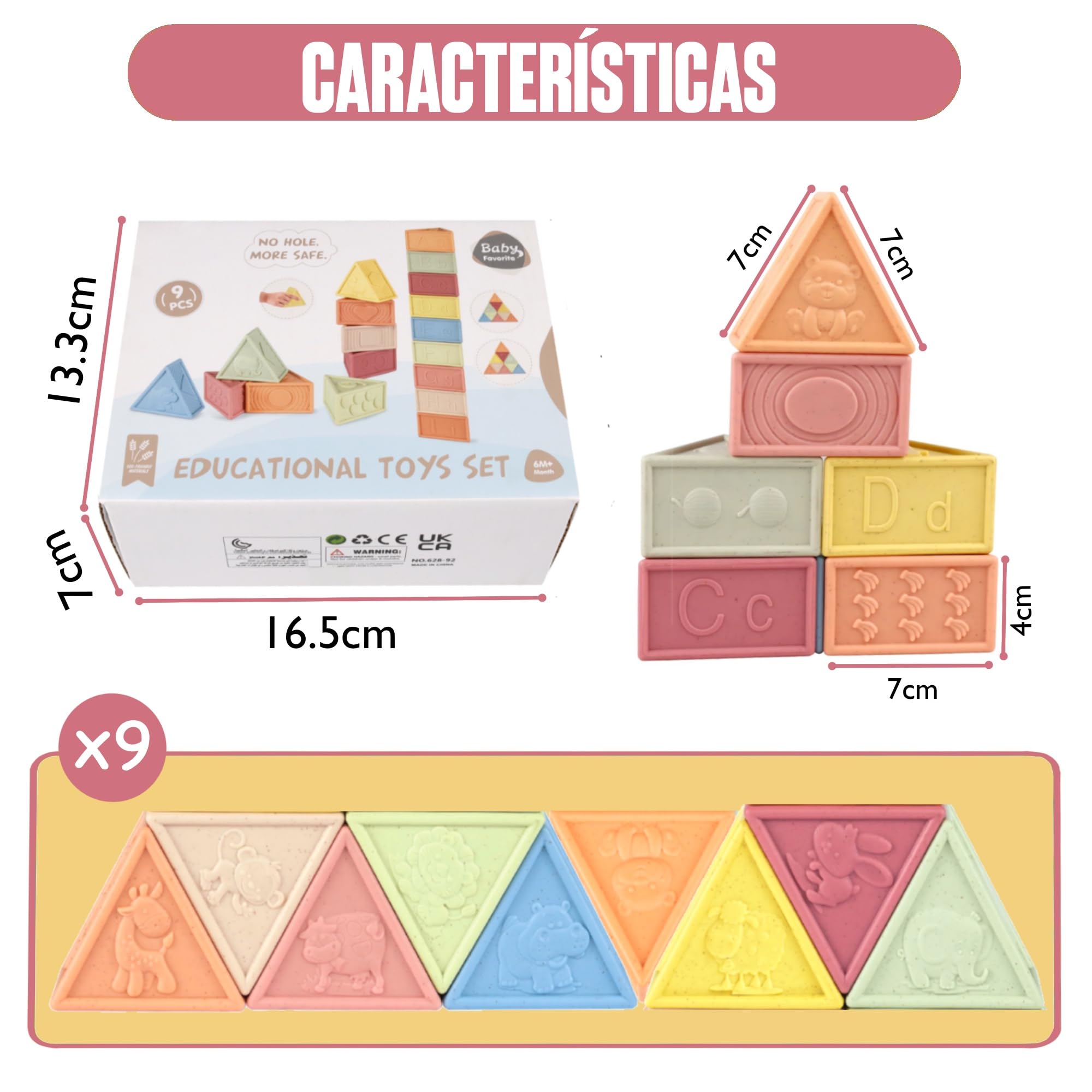 Juguetes Apilables Montessori De Silicona – Bloques Blandos Con Números Y Patrones Para Bebés De 6 A 72 Meses