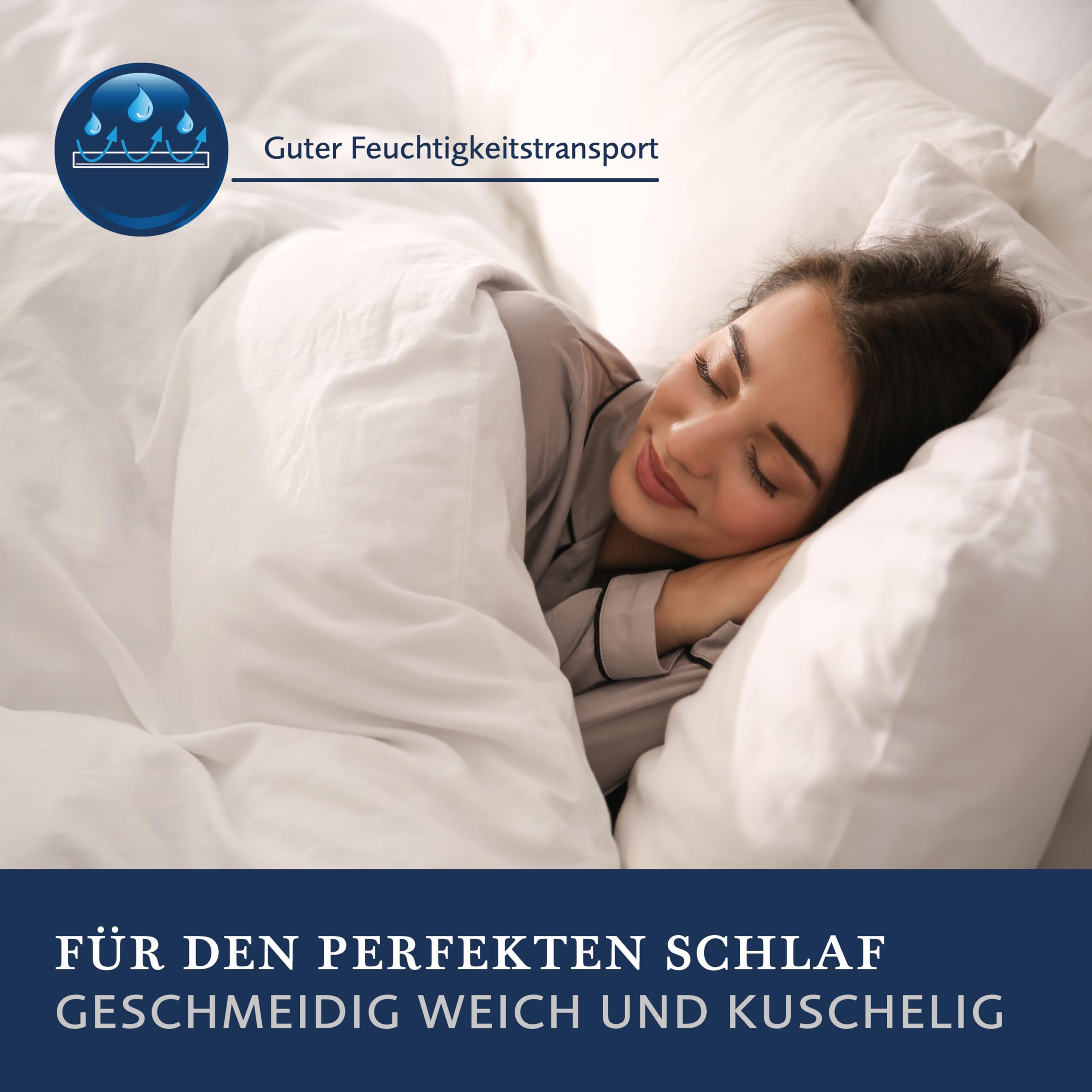 Billerbeck Kopfkissen Classic Clean - Faserkissen ca. 80 x 80 cm – Kissen mit mittlerer Stützkraft – AIRFLOCKS® Füllung, weich und kuschelig