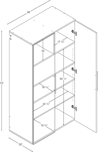 Miniatura 30 de Prepac HangUps - Armario de almacenamiento grande, color gris claro inmaculado de 36 pulgadas con estantes y puertas de almacenamiento, ideal para