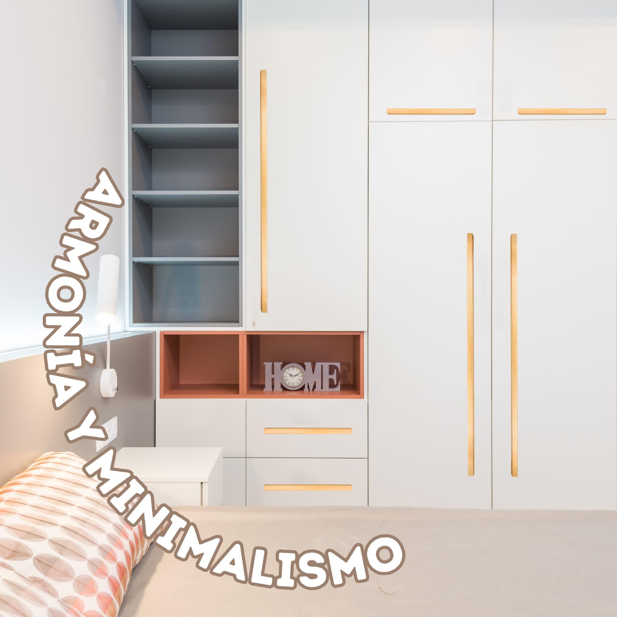 TIRAWOODbyTWR ® Pomos y Tiradores de Madera para Armarios y Muebles - Tiradores Cocina y Dormitorio - Roble Barnizado con Tornillos Incluidos. MEDIDAS 200-1100 MM (600 MM(PACK4))