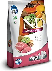 N&D Tropical para Cães Adultos de Raças Médias e Grandes Sabor Suíno, Cereais e Frutas Tropicais 12Kg