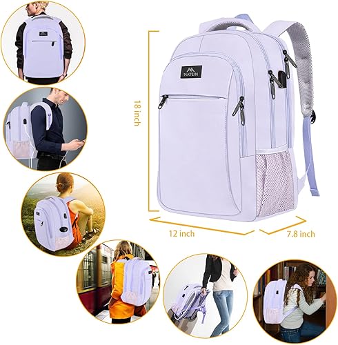 Miniatura 106 de MATEIN - Mochila empresarial para laptop de 15.6 pulgadas, mochila de viaje con puerto de carga USB, resistente al agua, para trabajo, universidad