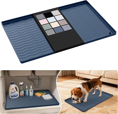 Miniatura 141 de URMONA Tapete de silicona impermeable para debajo del fregadero de 40 x 22 pulgadas, forro para estante de cocina y baño, protector de gabinete y