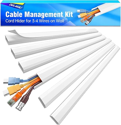 Delamu Pared oculta de cable de TV grande, cubiertas de cable de 94.5 pulgadas para 3-4 cables en la pared, fácil de instalar, organizador de cables