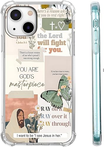 Miniatura 57 de Cubierta de Teléfono con Versículos de la Biblia y Citas Cristianas de Jesús en Collage, Funda Protectora Suave de TPU de Moda para iPhone 16 Pro,