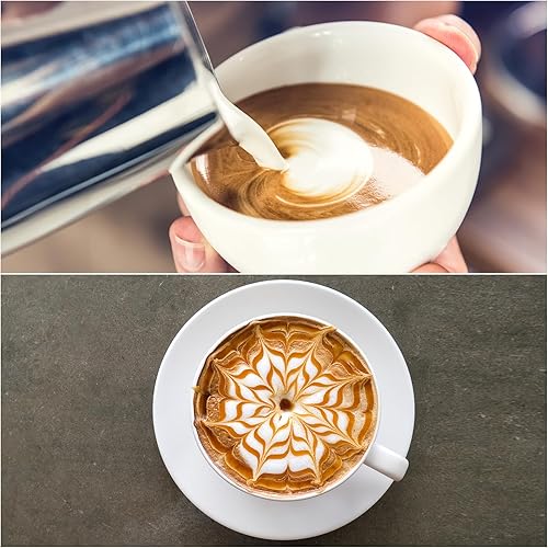 Miniatura 5 de uxcell Jarra de espuma de leche, taza de café de acero inoxidable de 12 oz11.8 fl oz, jarra de espuma de leche con asa para el hogar, cafetería,