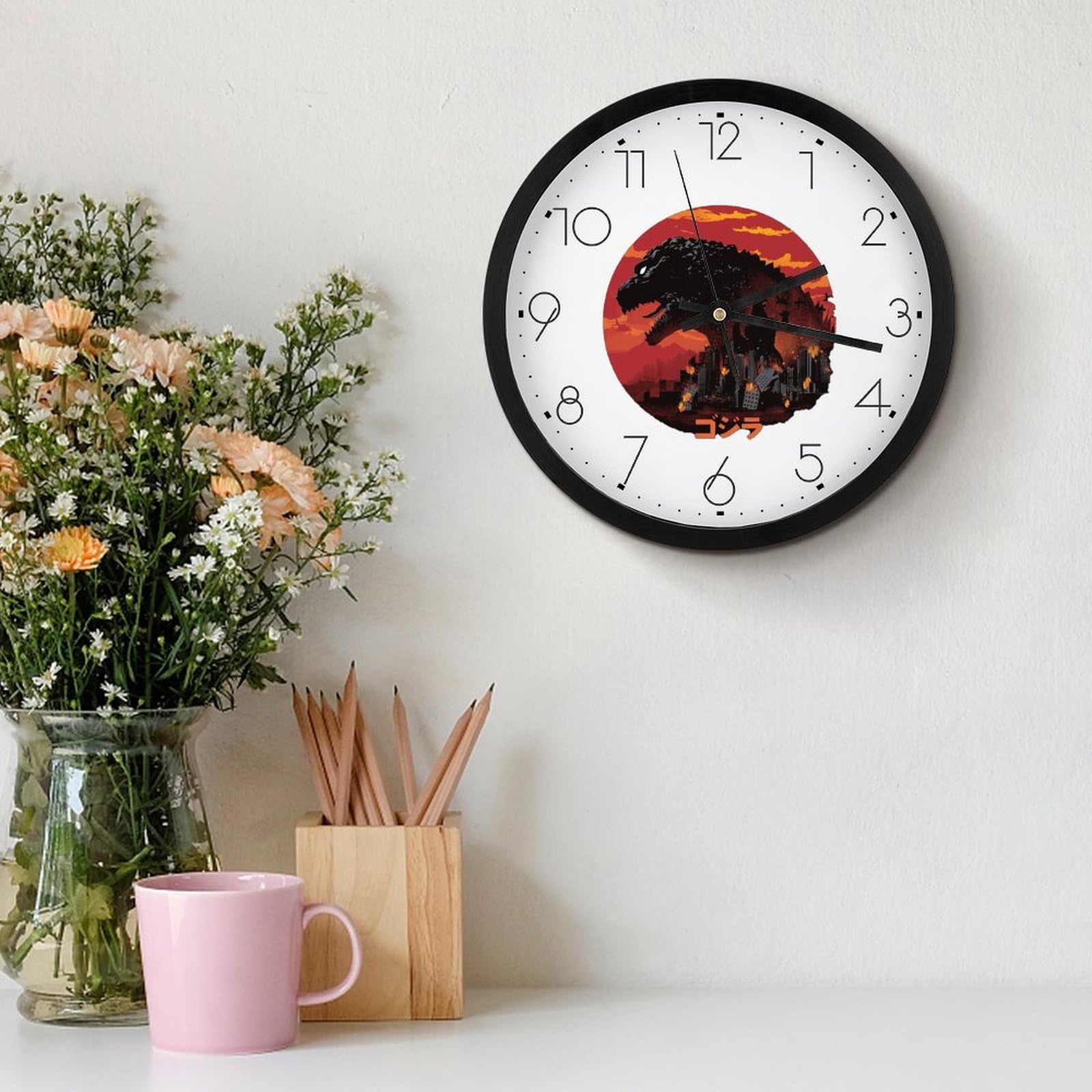 Amazon.co.jp: 壁時計 掛け時計 ゴジラ かけ時計 アナログ時計 連続