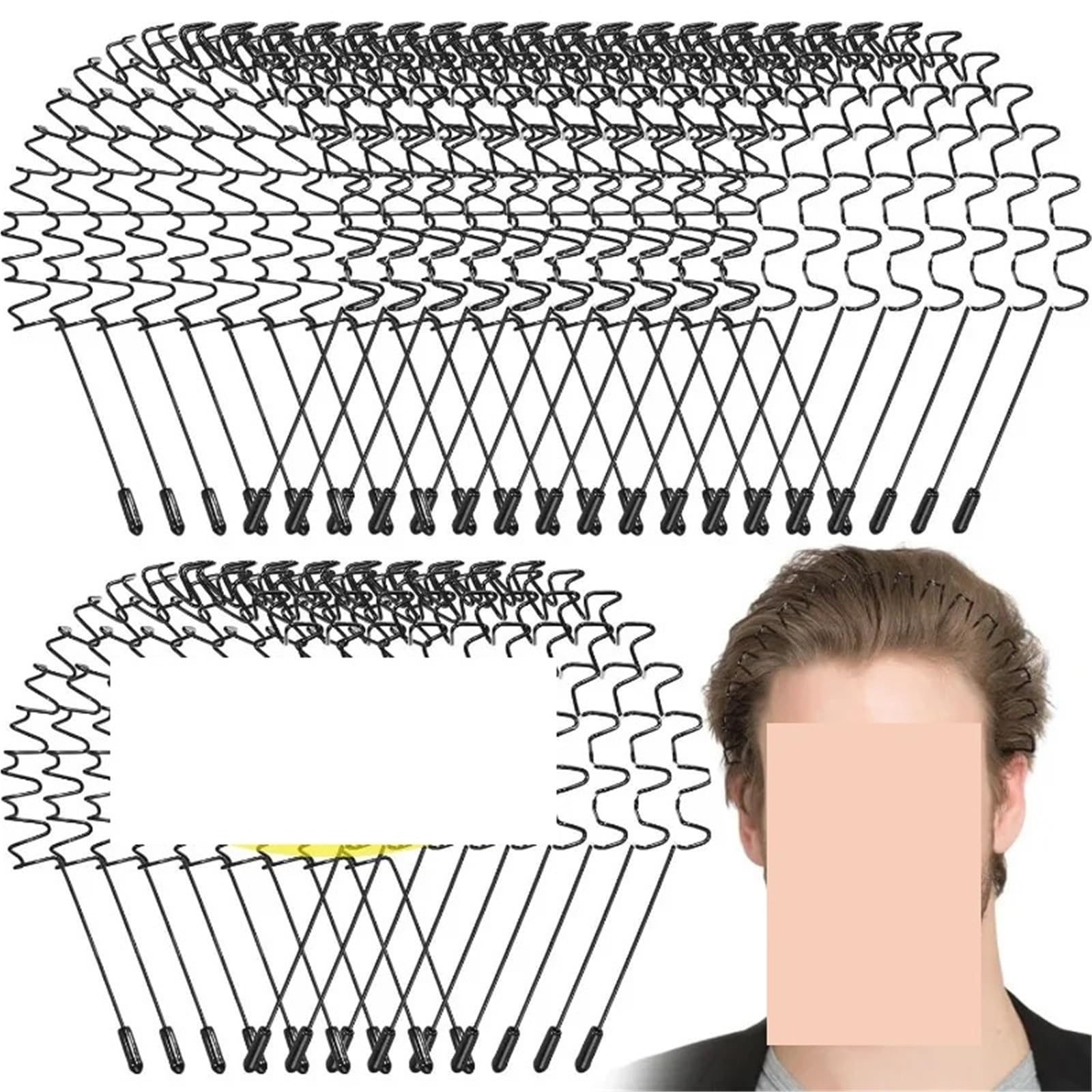 1/20pcs unisex nero elastico antiscivolo fasce semplici in metallo for uomo donna fascia for capelli ondulata accessori for cerchio for capelli a molla Per Sport, Yoga, Trucco(20pcs)