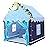 Wilwolfer Kid Tent with Mat, Star Lights - Kids Play Tents for Toddlers Kids Tents Indoor Playhouse - Princess Tent for Girls Toy House Gift (Blue with Cloth)