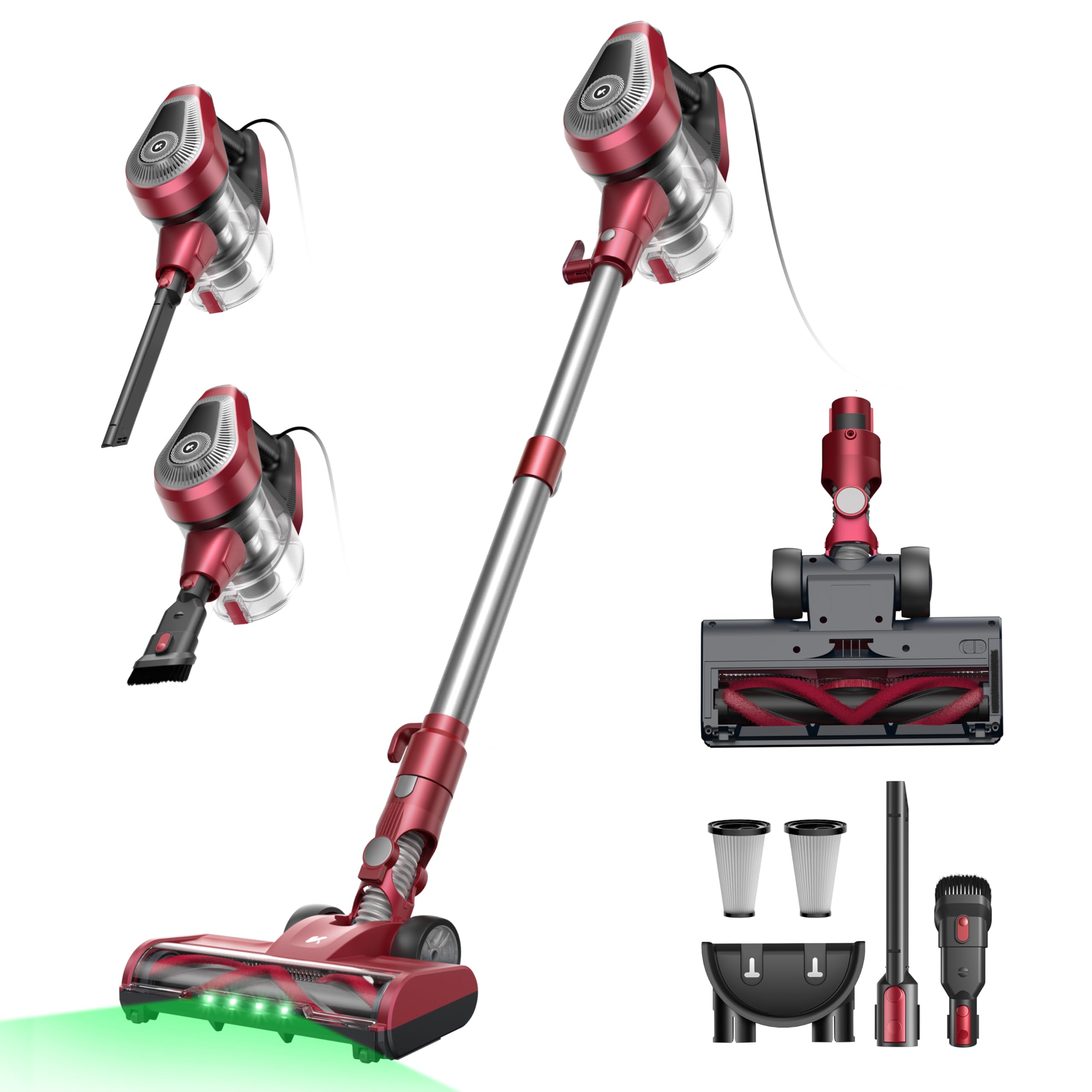 Vexilar C8 Staubsauger mit Kabel - 600W/60kPa Handstaubsauger mit 7m Kabellänge, verhedderungsfreie elektrische Upgrade-Bodenbürste, 1.5L beutelloser Behälter für Hartböden Teppiche Tierhaare