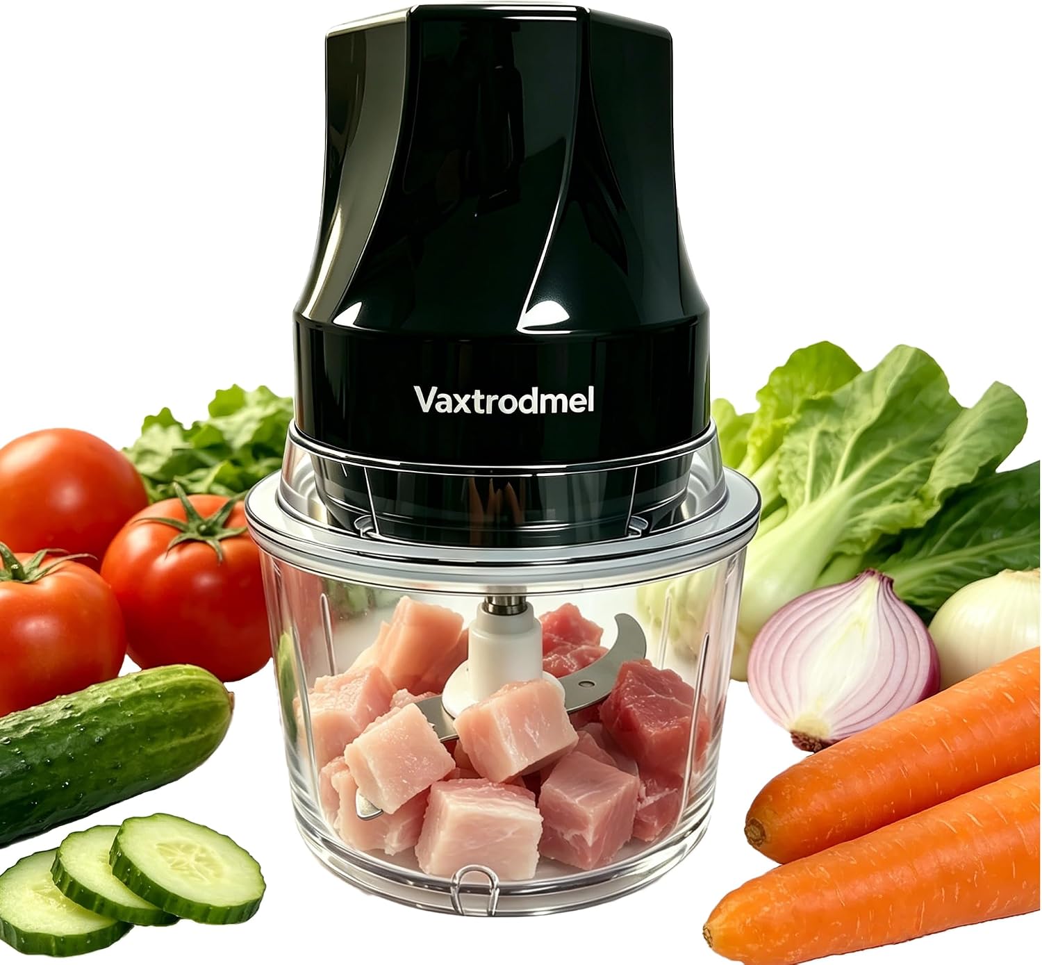 Vaxtrodmel 200W Electric Food Chopper with Dual Blades, 1L Bowl, 2 Speed