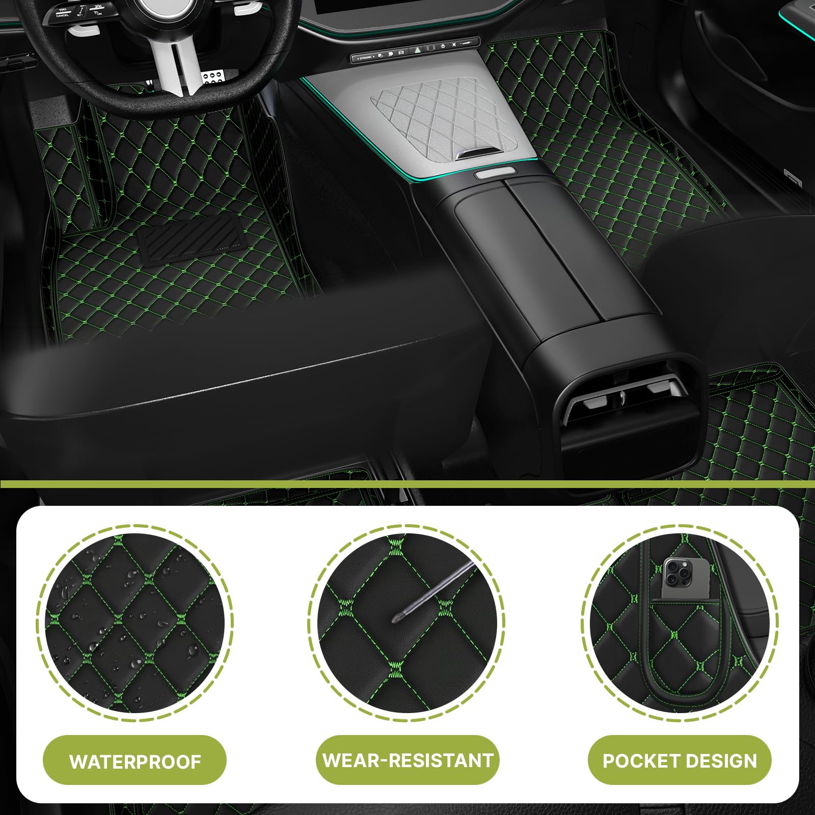 WENNEBIRD Superior Carpet Floor Mats For Land Rover Range Rover Velar & Jaguar F-Pace (2017-2025) – 2-Piece Set, 0.6” Thick, Waterproof & Anti-Slip - View #6