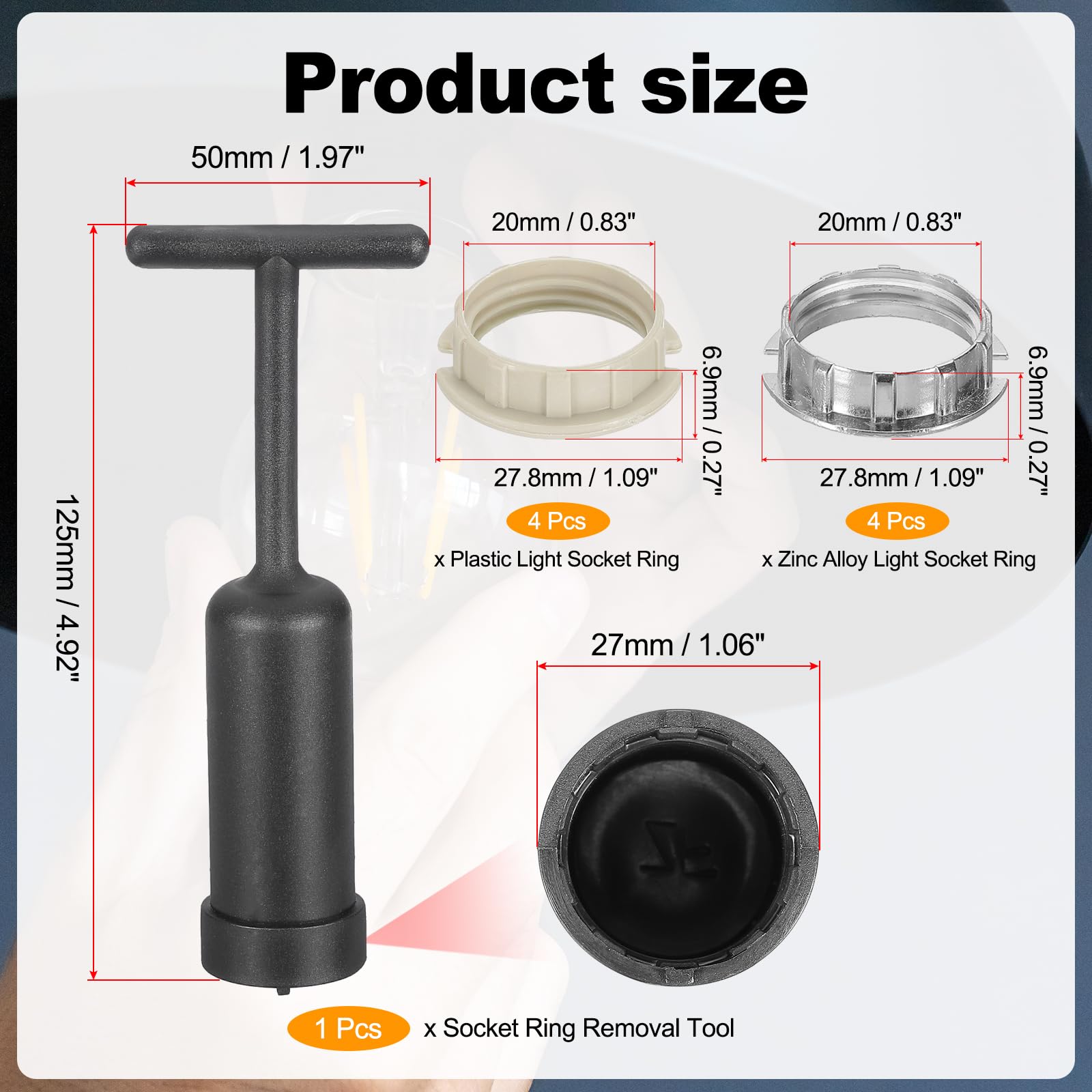 PATIKIL G9 Light Socket Rings Kit - Image 2