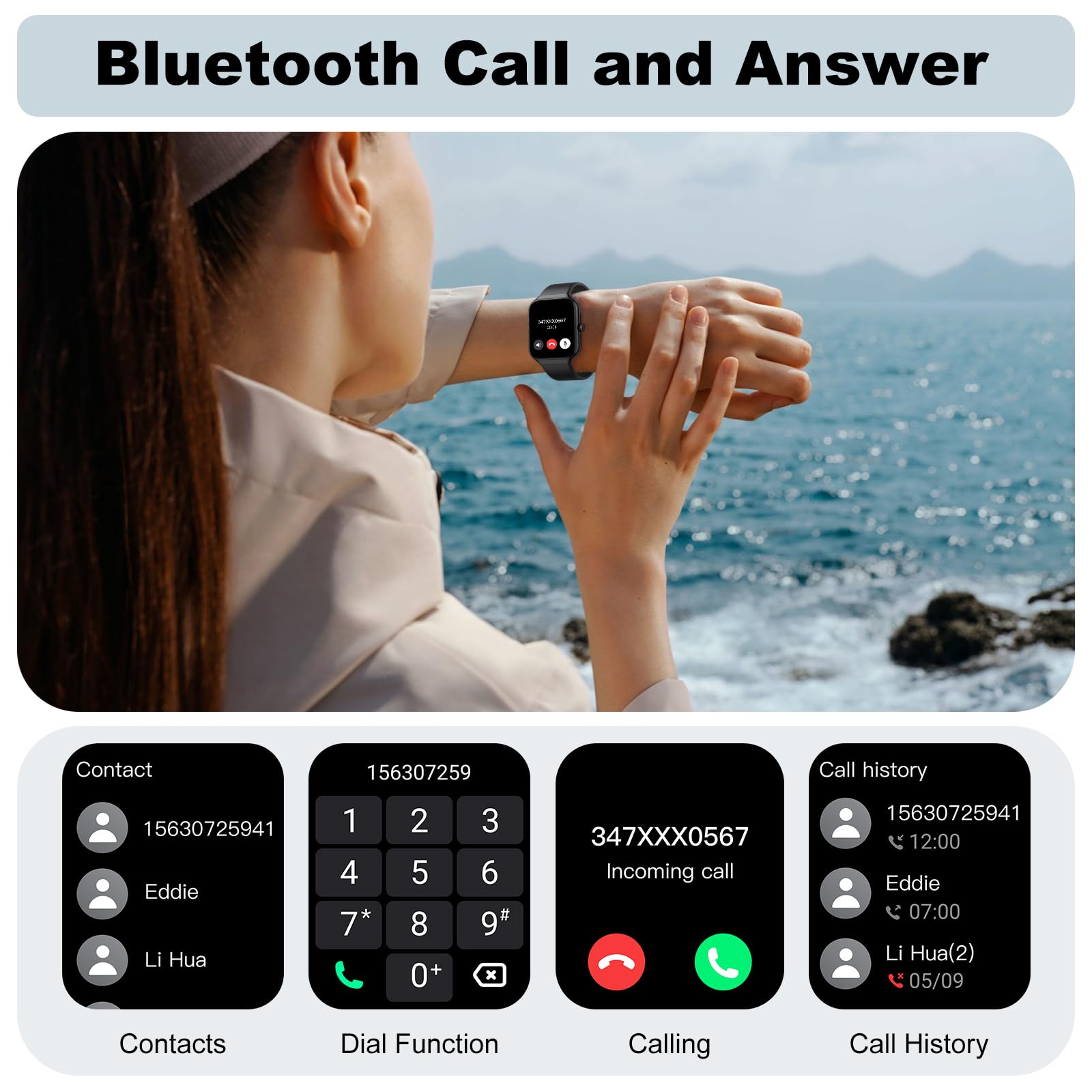 Smartwatch Uomo Donna, 1.96" Orologio Smartwatch con Effettua/Risposta Chiamate, 112+ Sportive Fitness Tracker con Cardiofrequenzimetro Sonno Contapassi, Impermeabil IP68 Smart Watch per Android iOS