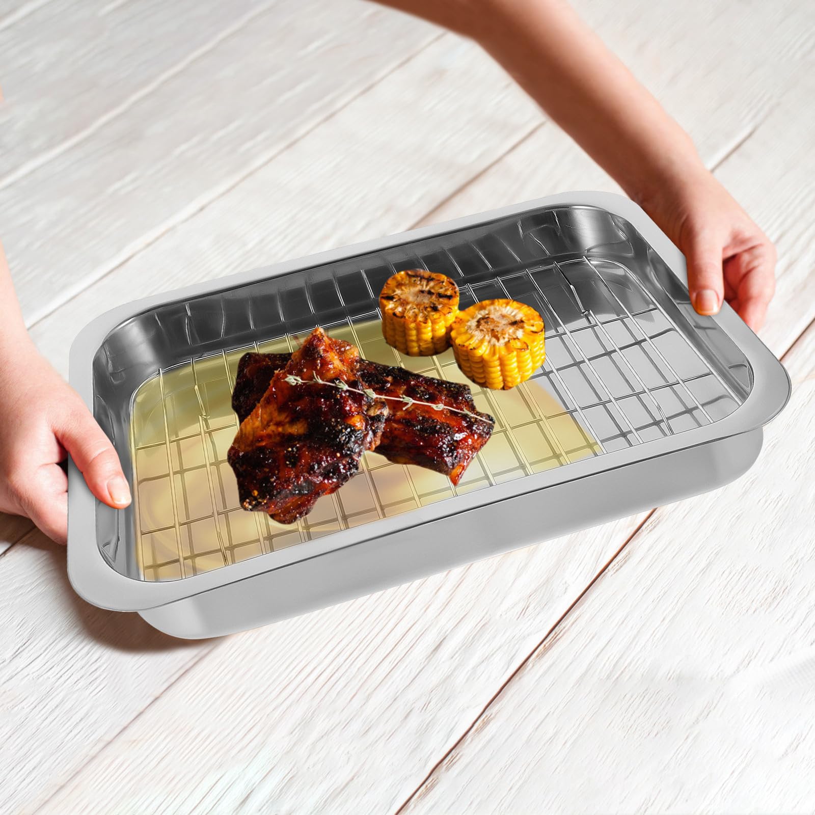1satz Edelstahl Backblech mit Ofenblech Langlebig Sicher Vielseitig für Backofen Kuchen Party Küche